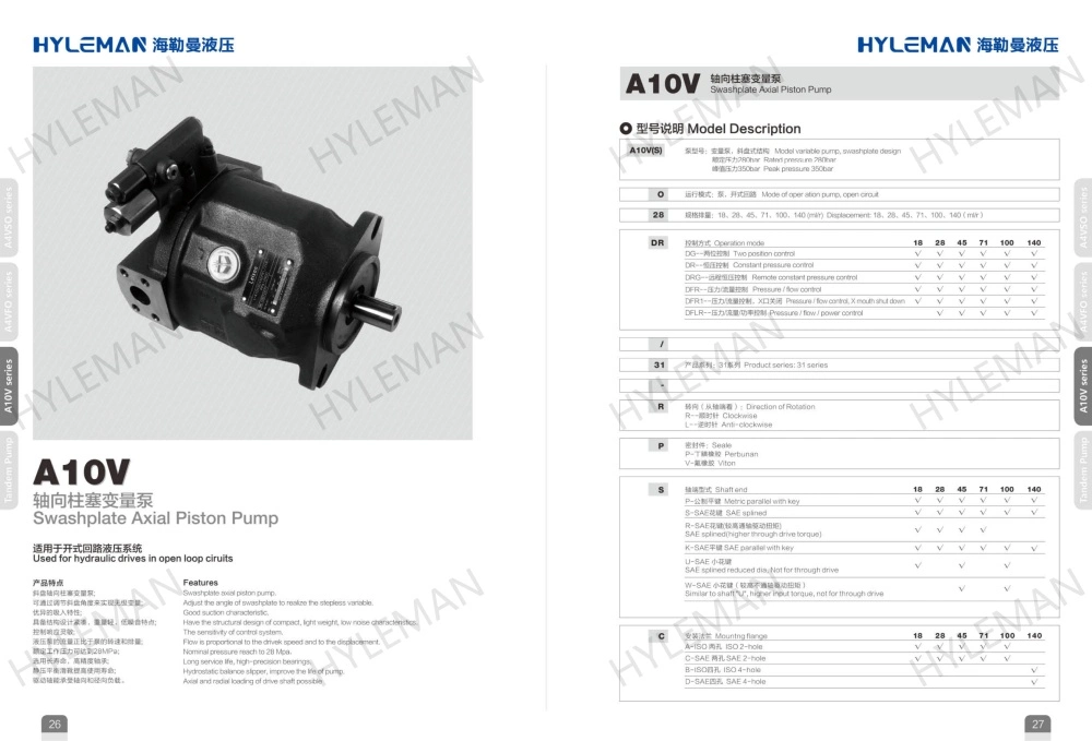 Rexroth Series Equivalent A10vso A4vso High Pressure Hydraulic Oil Axial Piston Pump